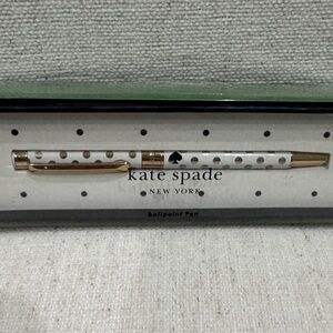 Kate Spade Gold and White Polka Dot Ballpoint Pen